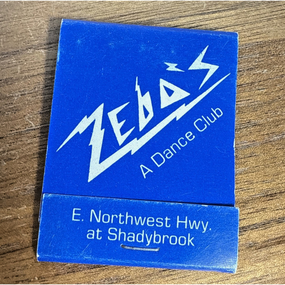 Zebo’s Dallas Texas Dance Club Matchbook Unstruck 1980 TX East NW Hwy Shadybrook